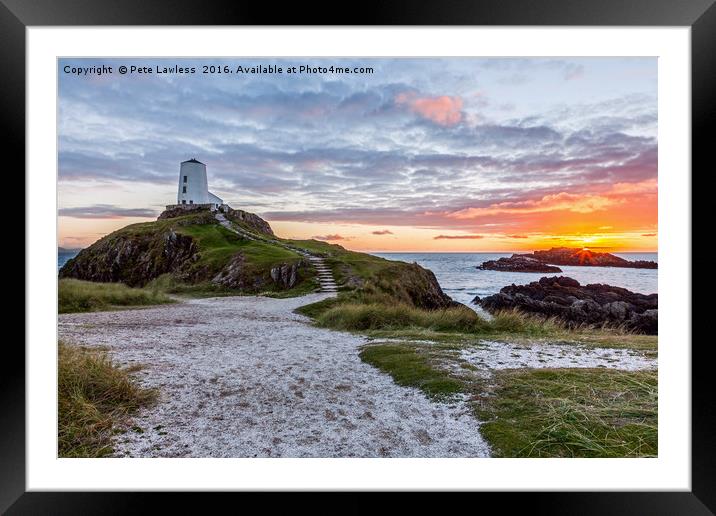 Sunset At Twr Mawr Lighthouse Framed Mounted Print by Pete Lawless