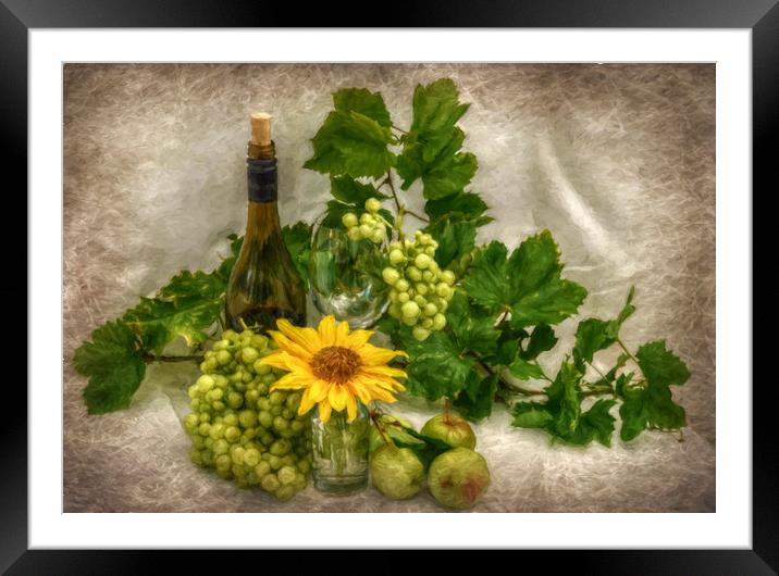 vino and vine Framed Mounted Print by sue davies