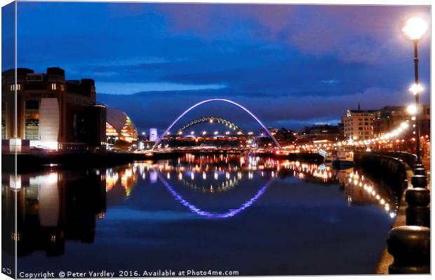 Newcastle Quay & Tyne Bridges Canvas Print by Peter Yardley