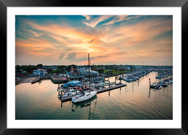 Royal Lymington Yacht Club Sunset Framed Mounted Print by Wight Landscapes