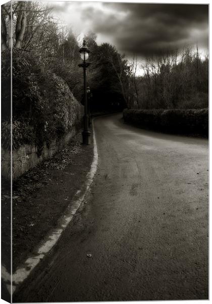 Lamp Light Lane, Dalserf Canvas Print by Reg Atkinson