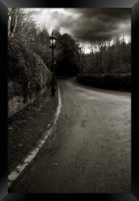 Lamp Light Lane, Dalserf Framed Print by Reg Atkinson