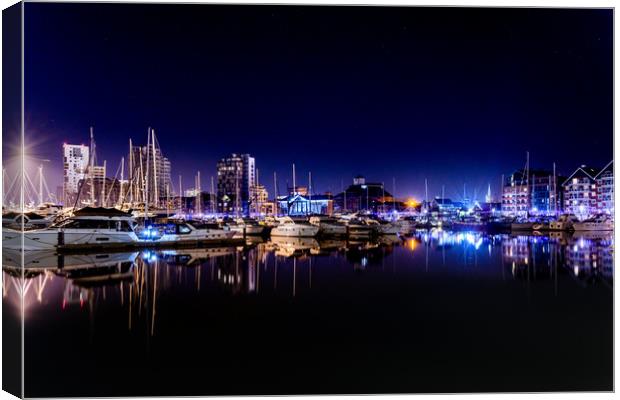 Ipswich Waterfront at Night Canvas Print by Nick Rowland
