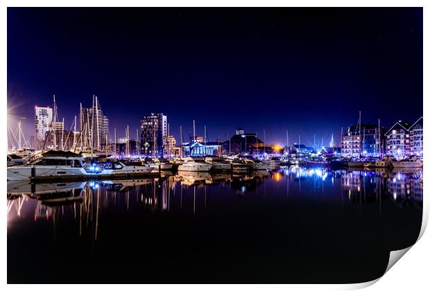 Ipswich Waterfront at Night Print by Nick Rowland