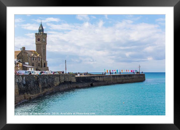 Porthleven Pier, Cornwall, England Framed Mounted Print by Tim Woolcock