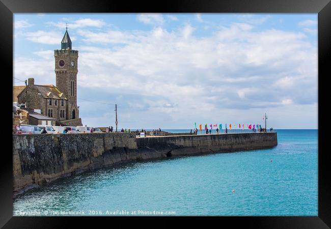 Porthleven Pier, Cornwall, England Framed Print by Tim Woolcock