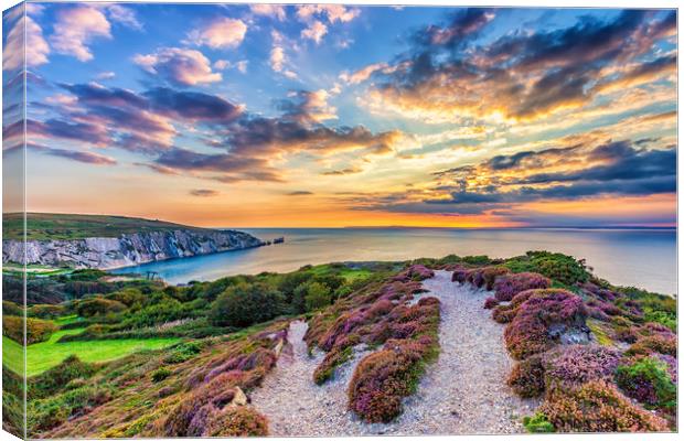 Sunset At The Needles Isle Of Wight Canvas Print by Wight Landscapes