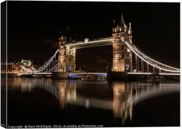 London Tower Bridge Reflection  Canvas Print by Mark McElligott