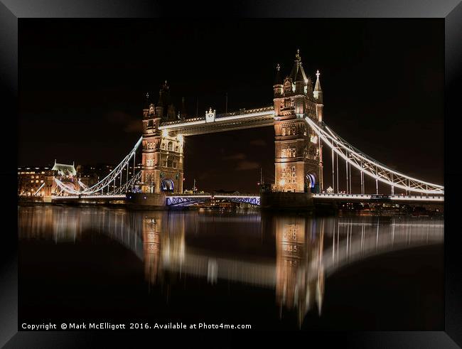London Tower Bridge Reflection  Framed Print by Mark McElligott