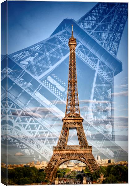 Eiffel Tower Double Exposure II Canvas Print by Melanie Viola