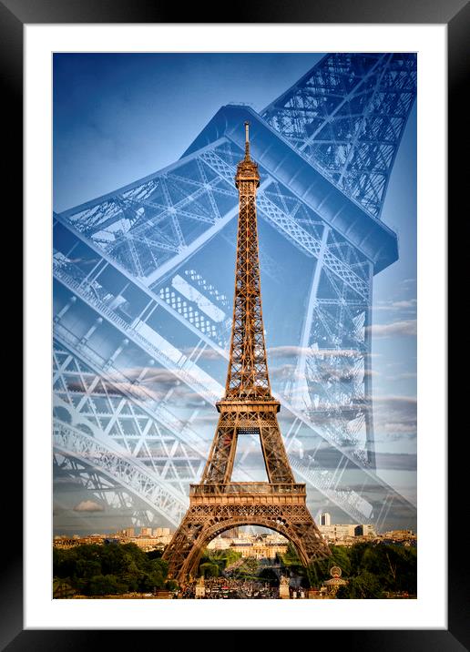 Eiffel Tower Double Exposure II Framed Mounted Print by Melanie Viola