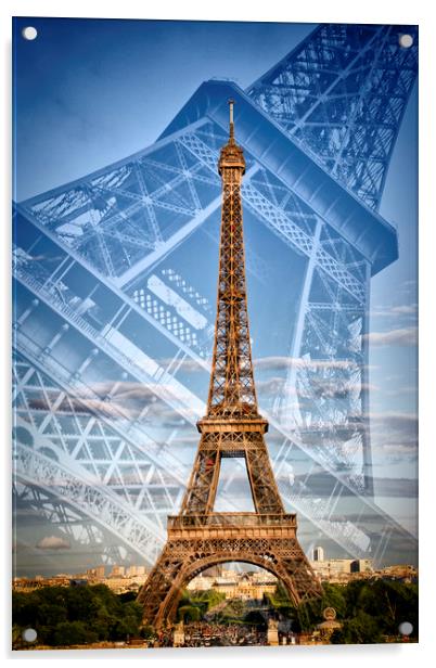 Eiffel Tower Double Exposure II Acrylic by Melanie Viola