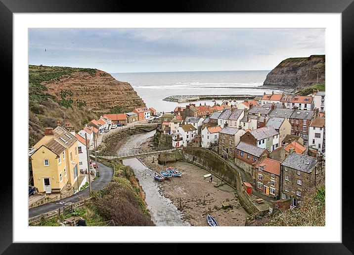 Staithes From Above Framed Mounted Print by Ann Garrett