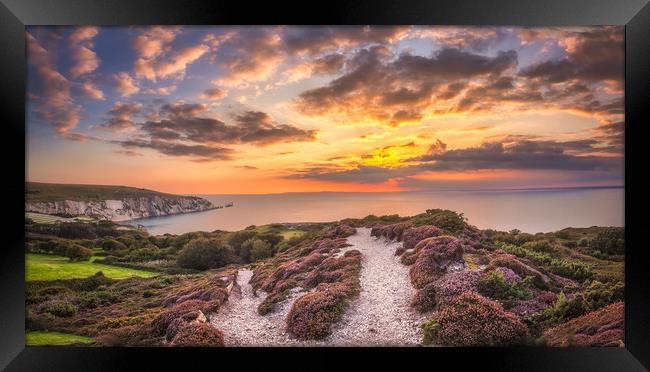 The Needles Sunset Panorama Framed Print by Wight Landscapes