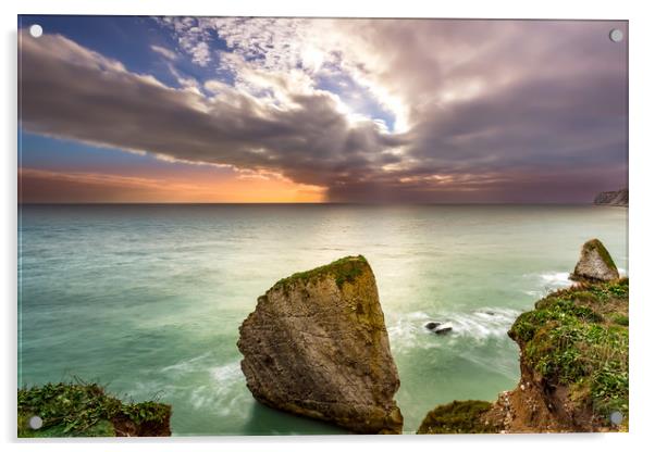 Freshwater Bay Sunset Acrylic by Wight Landscapes