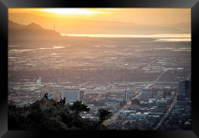 Salt Lake at sunset Framed Print by Brent Olson