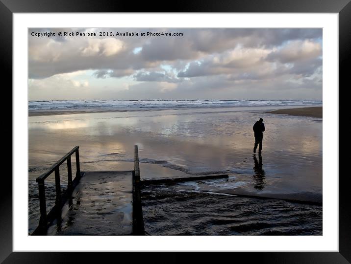 Daybreak On Wet Sand Framed Mounted Print by Rick Penrose