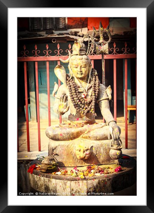 Statue of Lord Shiva in Pokhara Framed Mounted Print by Nabaraj Regmi