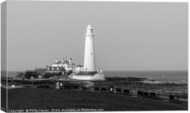 Lighthouse in Mono......... Canvas Print by Naylor's Photography