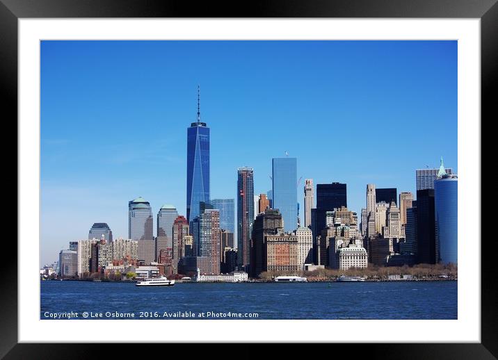 Manhattan Skyline Framed Mounted Print by Lee Osborne