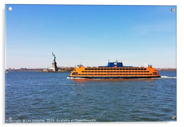 Statue of Liberty and the Staten Island Ferry, New Acrylic by Lee Osborne