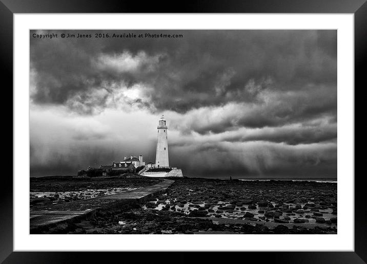 Storm clouds over St Mary's Island Framed Mounted Print by Jim Jones