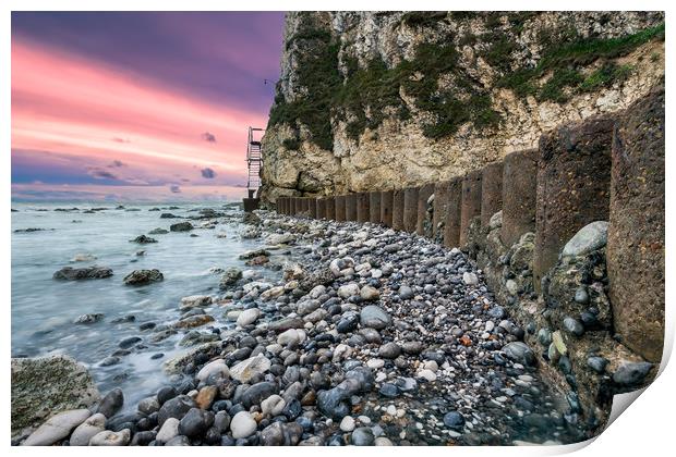 Freshwater Bay Sea Defences Print by Wight Landscapes