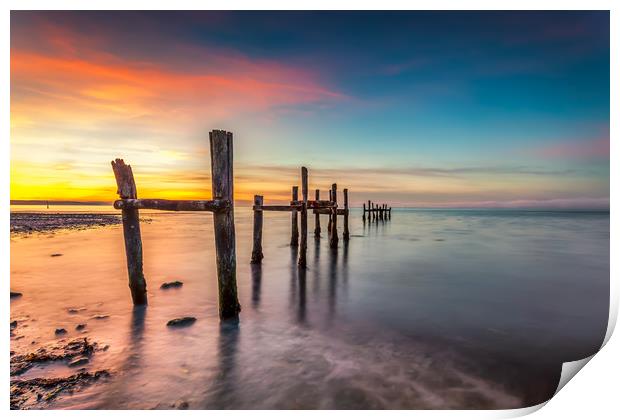 Binstead Jetty Sunset Isle Of Wight Print by Wight Landscapes