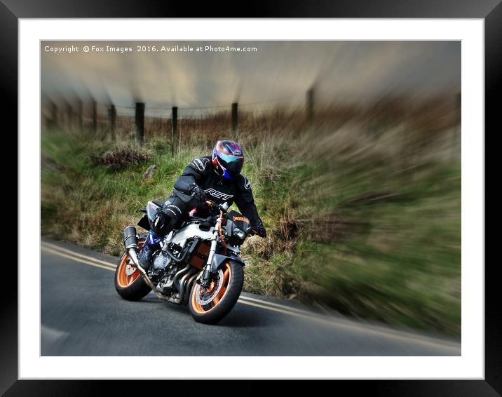 motorcycle road racing Framed Mounted Print by Derrick Fox Lomax