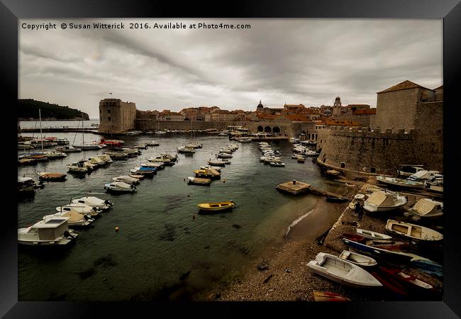 Dubrovnik - The Old Harbour Framed Print by Susan Witterick