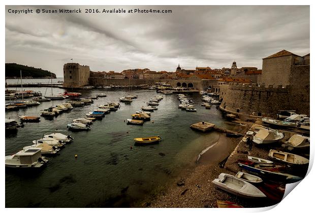 Dubrovnik - The Old Harbour Print by Susan Witterick