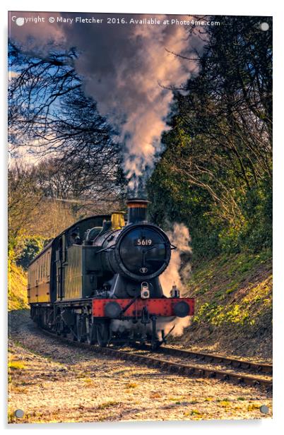 Steam Train 5619 Acrylic by Mary Fletcher