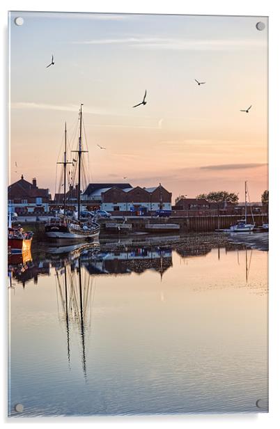 Sunset Harbour, Wells-Next-The-Sea Acrylic by Ann Garrett