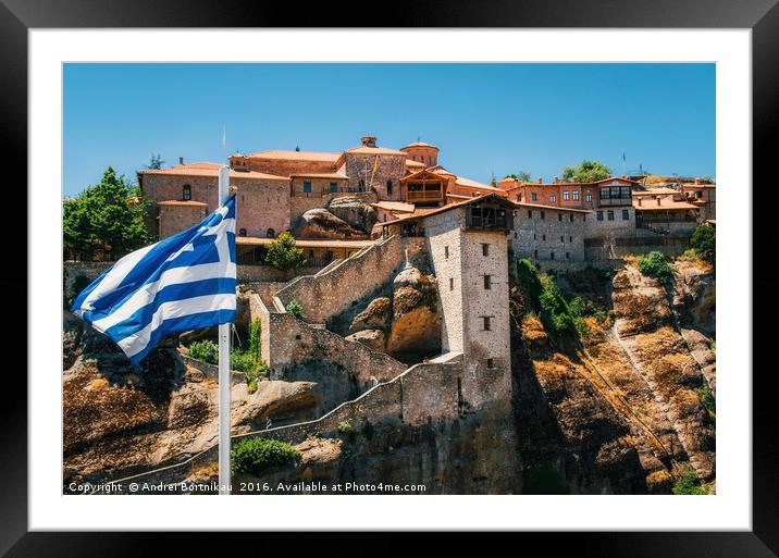 The Holy Monastery of Great Meteoron in Meteora, G Framed Mounted Print by Andrei Bortnikau