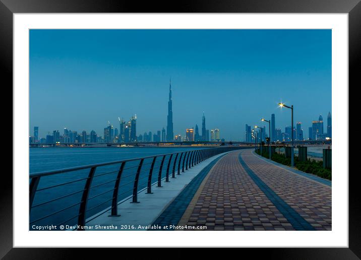 Downtown Dubai Framed Mounted Print by Dev Kumar