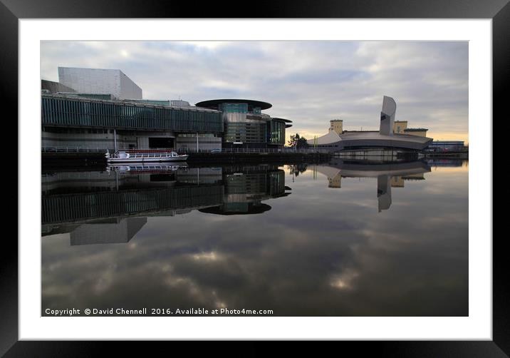 Salford Quays Reflection  Framed Mounted Print by David Chennell