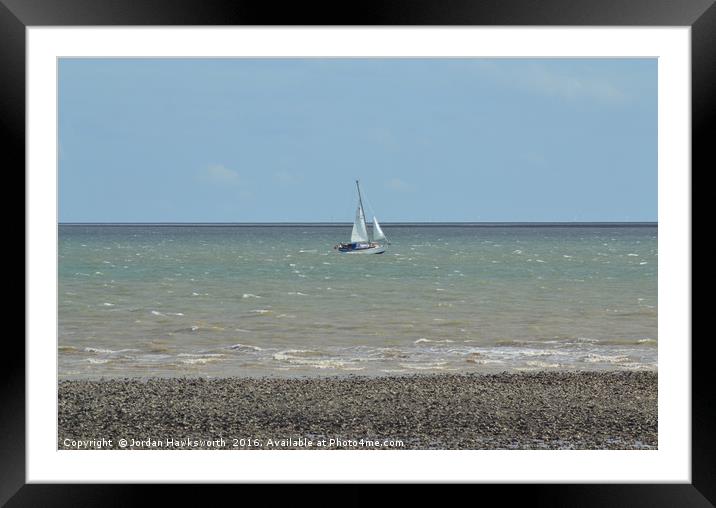 Sail boat on the sea water Framed Mounted Print by Jordan Hawksworth