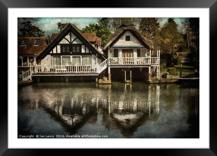 Boathouses at Goring on Thames Framed Mounted Print by Ian Lewis