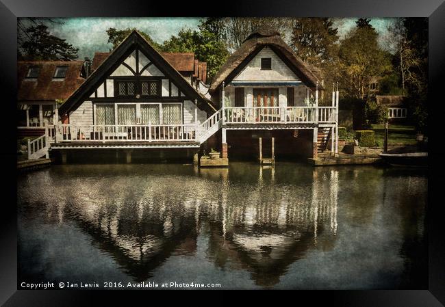 Boathouses at Goring on Thames Framed Print by Ian Lewis
