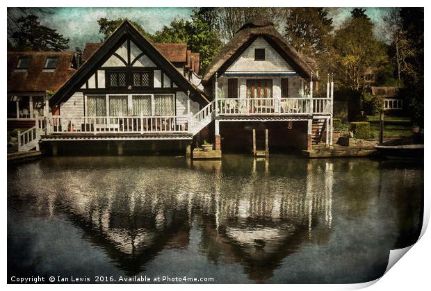Boathouses at Goring on Thames Print by Ian Lewis