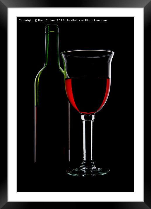 Bottle of Wine and Glass. Framed Mounted Print by Paul Cullen