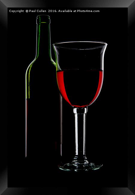Bottle of Wine and Glass. Framed Print by Paul Cullen