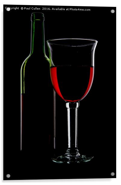 Bottle of Wine and Glass. Acrylic by Paul Cullen