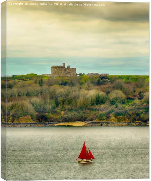 Sailing Past Pendennis, Colour Verion Canvas Print by Linsey Williams