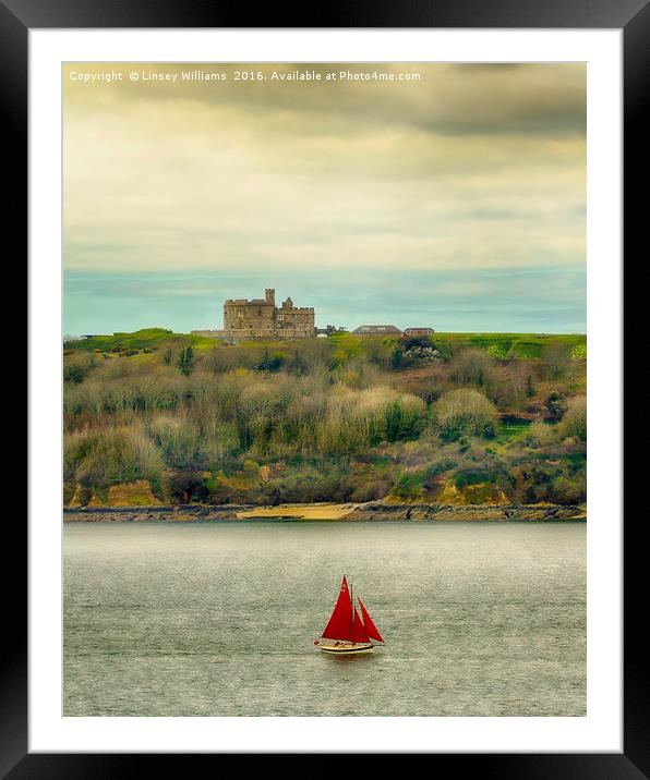 Sailing Past Pendennis, Colour Verion Framed Mounted Print by Linsey Williams