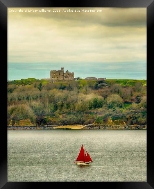 Sailing Past Pendennis, Colour Verion Framed Print by Linsey Williams