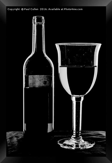 Bottle and Glass - high key monochrome. Framed Print by Paul Cullen