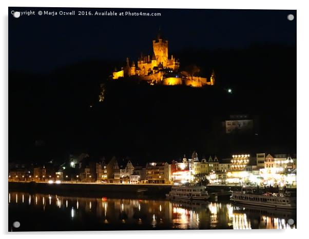     Cochem and Moselle at night                    Acrylic by Marja Ozwell