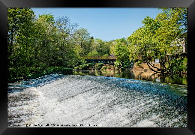 Newlay Top Weir and Pollard Bridge Framed Print by Colin Metcalf