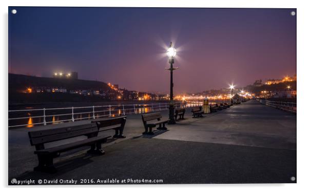 Whitby Pier on a foggy evening Acrylic by David Oxtaby  ARPS